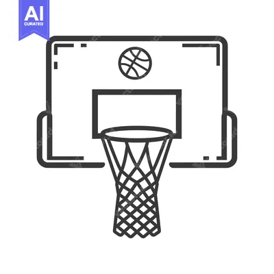 Aset desain premium: Basketball hoop and net with ball outline icon
