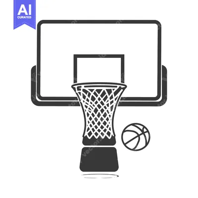 Aset premium populer: Basketball Hoop with Ball and Net in Silhouette