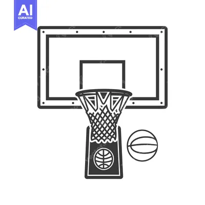 Aset desain premium: Basketball Hoop with Net and Ball Icon Illustration