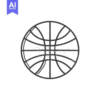 Aset desain premium: A simple black and white illustration of a basketball