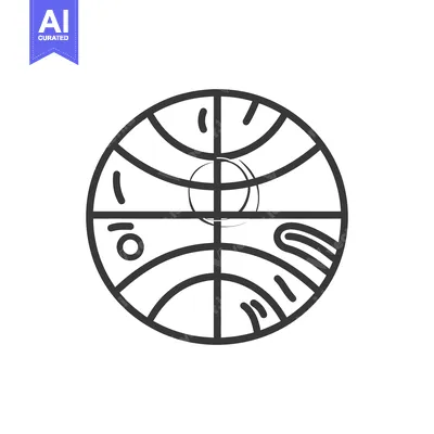 Aset premium populer: A simple black and white line art basketball design
