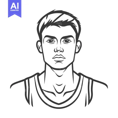 Aset premium populer: A vectorized illustration depicting a young adult male portrait