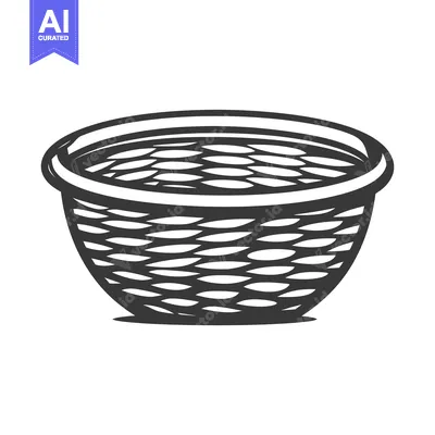 Popular premium asset: A Simple Black And White Image Depicting A Woven Basket