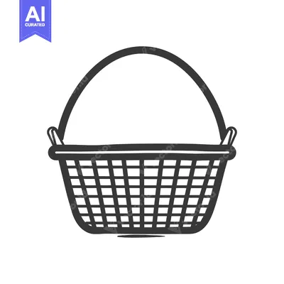 Aset premium populer: A simple illustration depicting a woven basket with a handle on top