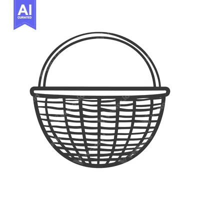 Aset premium populer: A simple illustration depicts an open basket with handle clearly