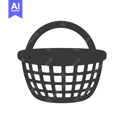 A simple black and white image of an empty basket