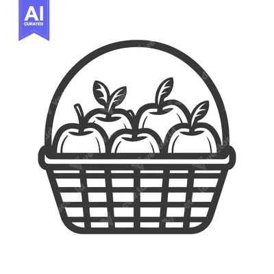 Premium design asset: Basket of Apples with Leaves