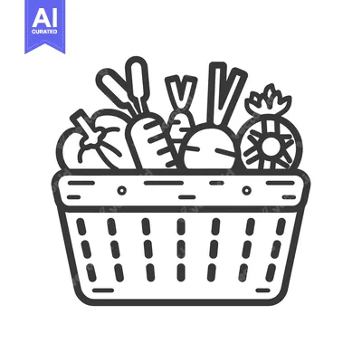 Premium design asset: Basket of fresh vegetables with carrots, peppers and a pineapple