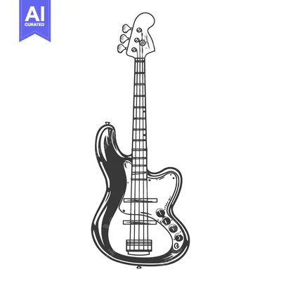 Popular premium asset: An isolated black and white illustration of a musical instrument