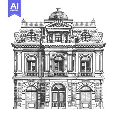 Popular premium asset: A detailed illustration of a classical mansion building