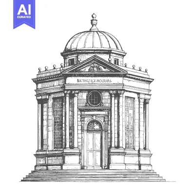 Popular premium asset: An architectural depiction of a domed structure in black and white