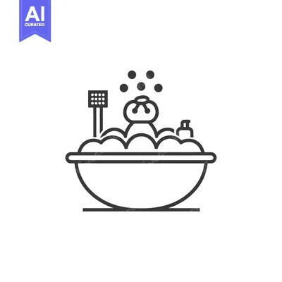 Aset premium populer: Simple graphic depiction of a relaxing bath with bubbles and accessori
