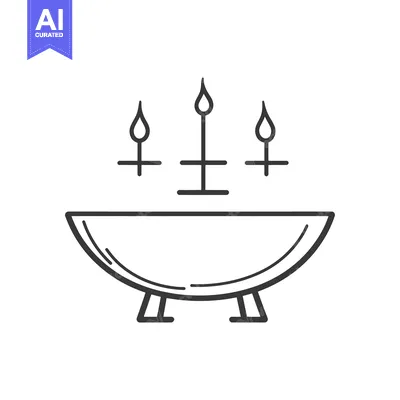 Premium design asset: A simplistic depiction of a bathtub with candles above it