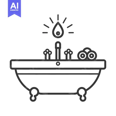 A bathtub illustration features water dripping into a luxurious settin