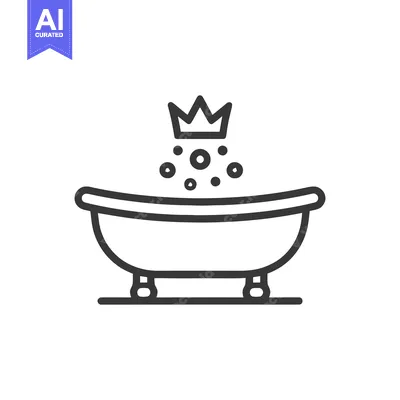 Aset premium populer: Royal Bath: Crown Above Tub, Bubbles, Minimalist Icon, Spa Concept.