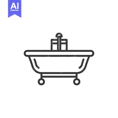 Premium design asset: Minimalist Bathtub Icon with Wheels and Faucet Detail