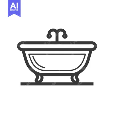Popular premium asset: Minimalist Bathtub Icon: Clean, Modern Design with Faucet, Isolated on