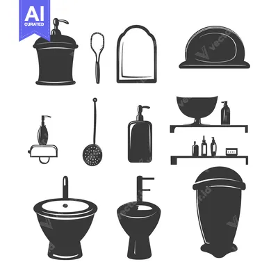 Aset desain premium: Bathroom Essentials and Toiletries in Vintage Style