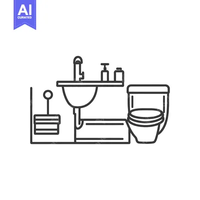 Aset premium populer: Simple bathroom illustration featuring a sink and toilet fixtures