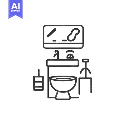 Premium design asset: A bathroom illustration with a mirror sink and toilet inside