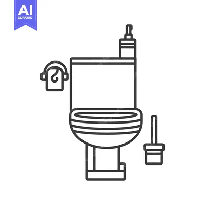Aset premium populer: Simple illustrated depiction of a bathroom toilet with accessories sho