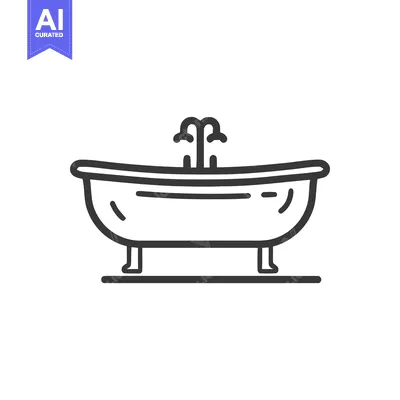 Aset premium populer: Elegant Bathtub Icon with Classic Clawfoot Design and Faucet Detail