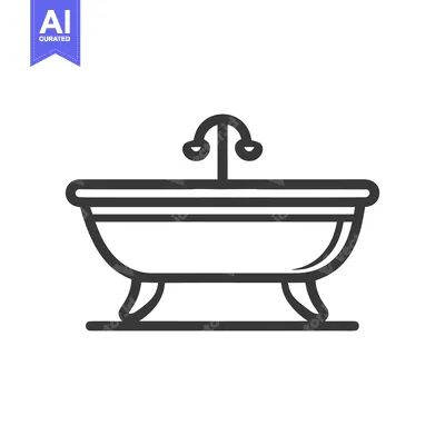 Aset premium populer: Elegant Line Art Bathtub Icon: Minimalist Bathroom Fixture Illustratio