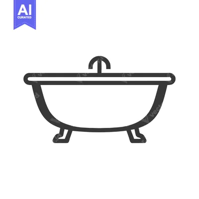 Aset desain premium: Elegant Bathtub Icon: Minimalist Design for Modern Bathrooms