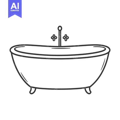 Premium design asset: An illustration depicts a vintage clawfoot bathtub with taps