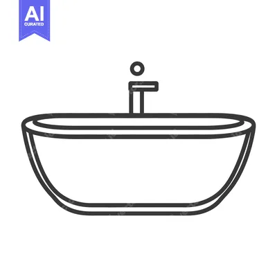 Popular premium asset: A simple outline drawing depicting a bathroom wash basin and faucet