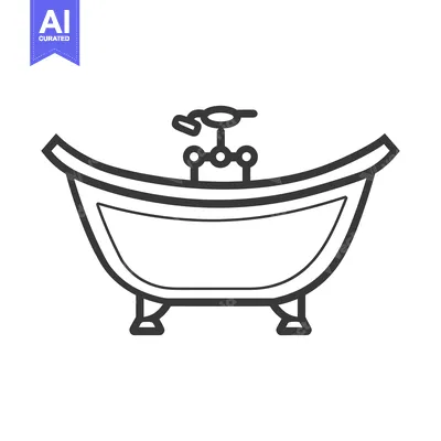 Premium design asset: A simple graphic illustration depicting an elegant bathtub design