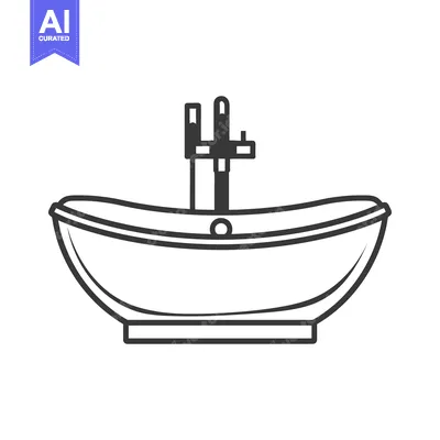 Aset premium populer: A simple illustration of a bathtub with a faucet and fittings