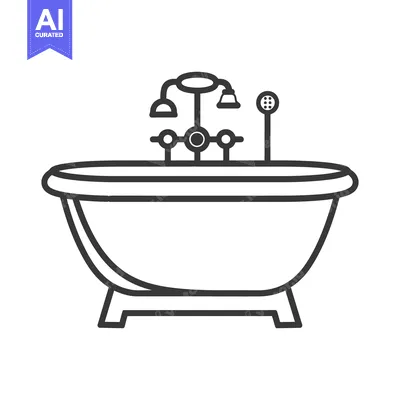 A vector illustration of a decorative bathtub with fixtures