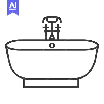 A simple outline illustration of a bathroom sink with tap