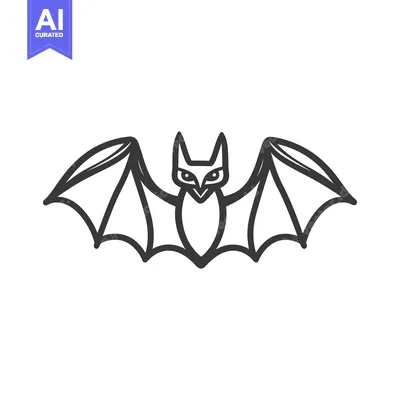 Aset premium populer: A minimalistic line art depiction of a flying bat creature