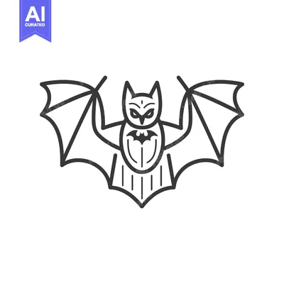 Premium design asset: A symmetrical monochrome illustration of a flying mammal with wings
