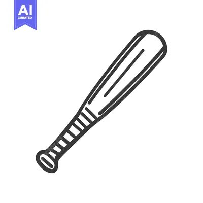 Aset premium populer: A black outline image of a wooden baseball bat