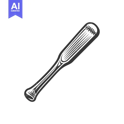 Premium design asset: A stylized illustration showing a black and white baseball bat