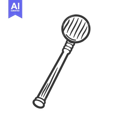 Popular premium asset: Simple sketched illustration of a dental mirror on white background