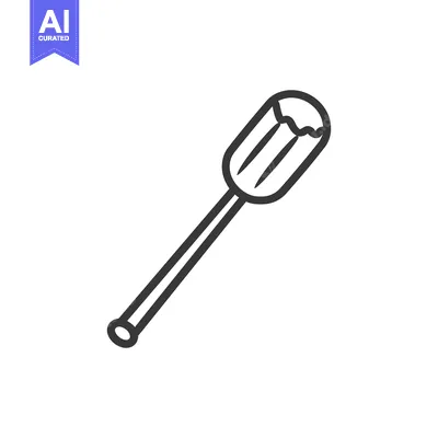 Aset premium populer: A simple black and white graphic illustration of a kitchen tool