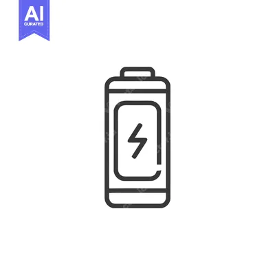 Aset desain premium: Minimalist Line Art Battery Icon: Energy Power Symbol