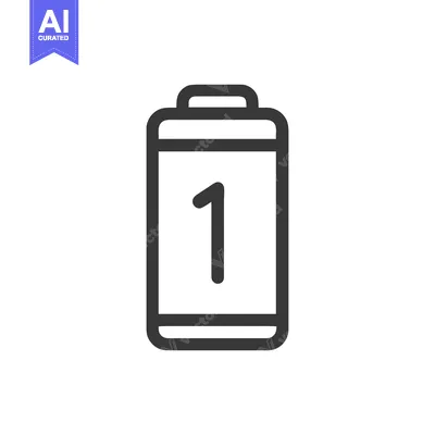 Aset desain premium: Simple Line Art Battery Icon with One Bar
