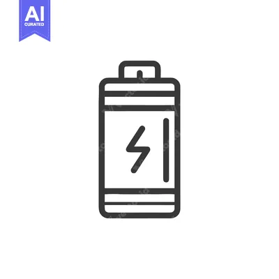 Premium design asset: Simple Line Art Illustration of a Battery with Lightning Bolt