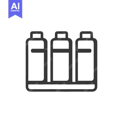 Minimalist Line Art Icon: Three Bottles on a Shelf ? Clean, Simple Des