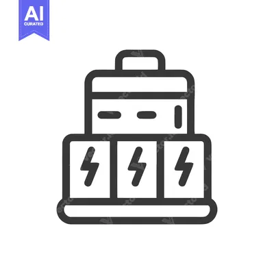 Aset desain premium: Bold Icon of Battery Pack with Lightning Bolts, Energy Storage Concept