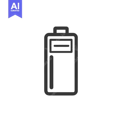 Aset desain premium: Minimalist Battery Icon: Black Outline on White Background, Simple Des