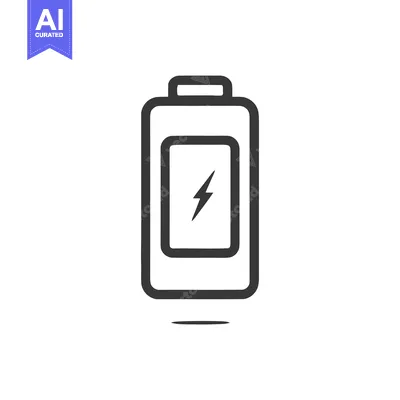 Aset desain premium: Minimalist Battery Icon with Lightning Bolt Symbol, Charging Energy