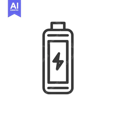 Aset desain premium: Minimalist Battery Icon with Lightning Bolt Symbol on White Background