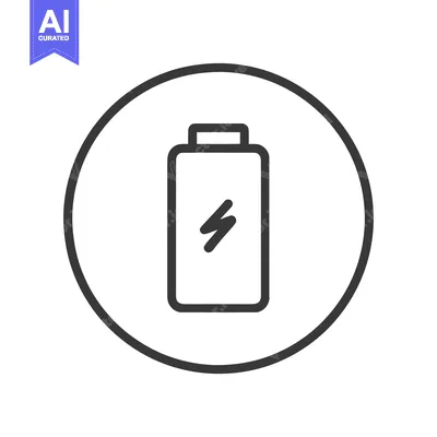 Aset desain premium: Minimalist Battery Icon with Lightning Bolt in Circle, Dark Gray