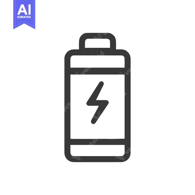 Aset premium populer: Minimalist Battery Icon with Lightning Bolt Symbol on White Background